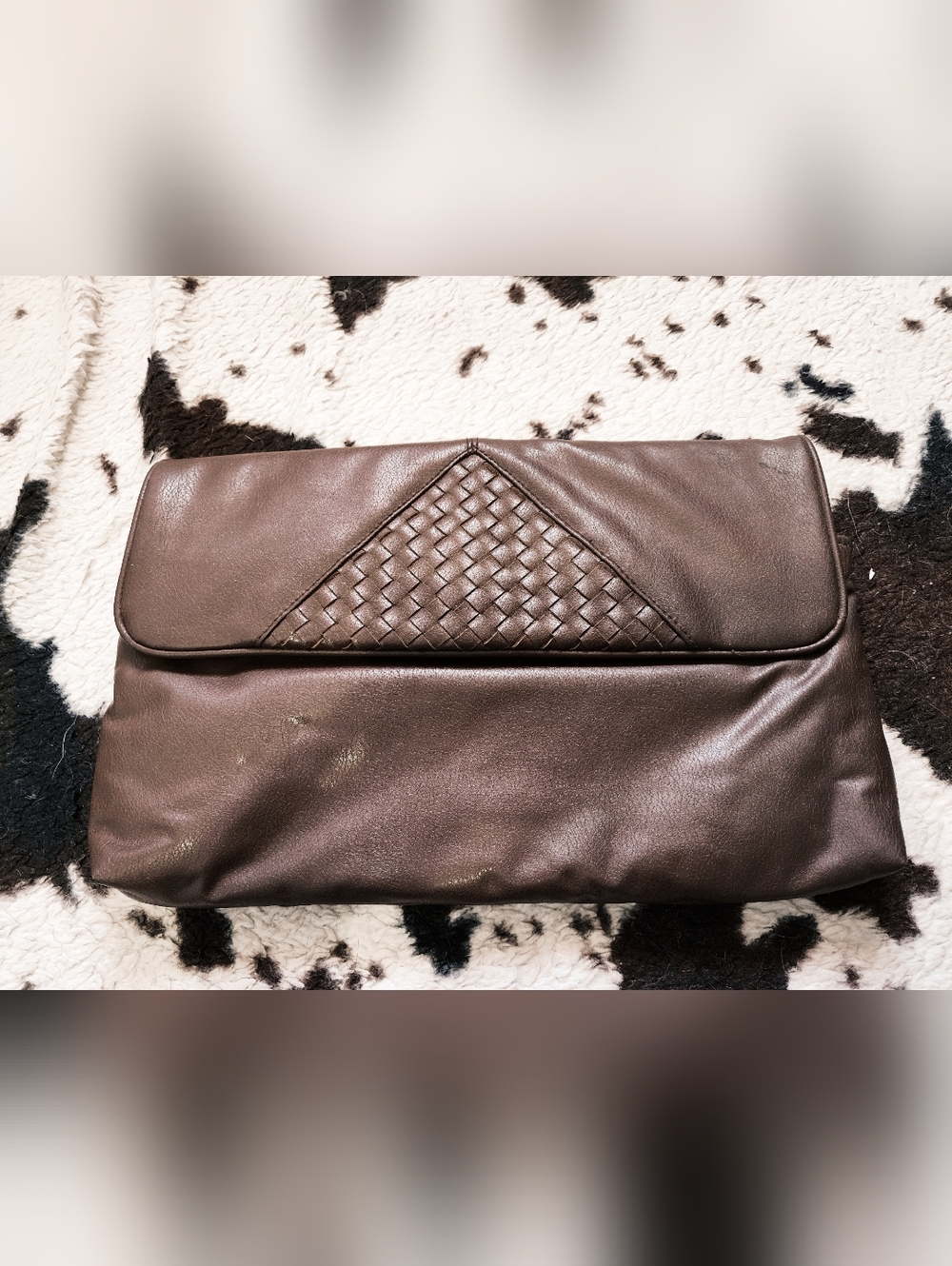 WOMEN'S 80'S/90'S GENUINE LEATHER CLUTCH - BROWN